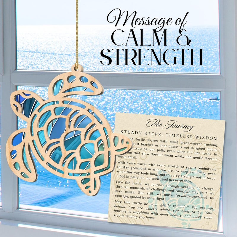 Hutato Sea Turtle Acrylic Suncatcher Ornament with Story Card, Sea Turtle Gifts for Women, Beach Gifts for Women, Beach Christmas Ornaments for Tree, White Elephant Presents for Friendship - Image 4